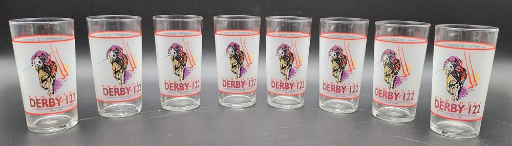 Vintage 1996 Kentucky Derby 122nd Glasses / Tumblers Set of 8 Churchill Downs